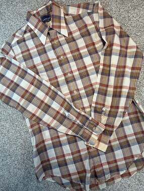 Career Club Vintage Plaid Long Sleeve Button Down Men’s Shirt Size L 161/2 Tall